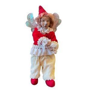 Mark Roberts Christmas Fairy Santa Elf Red Silly Jester Joker Outfit 9" Ornament